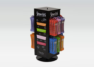 Printed clear plastic cartons and display stand